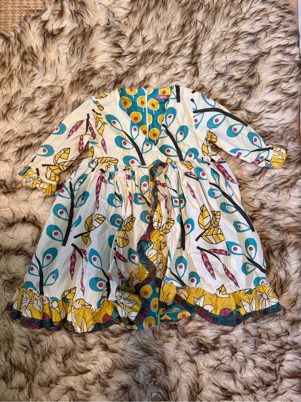 Jelly the Pug Dazzle Print Ruffle Twirl Dress Multi Color